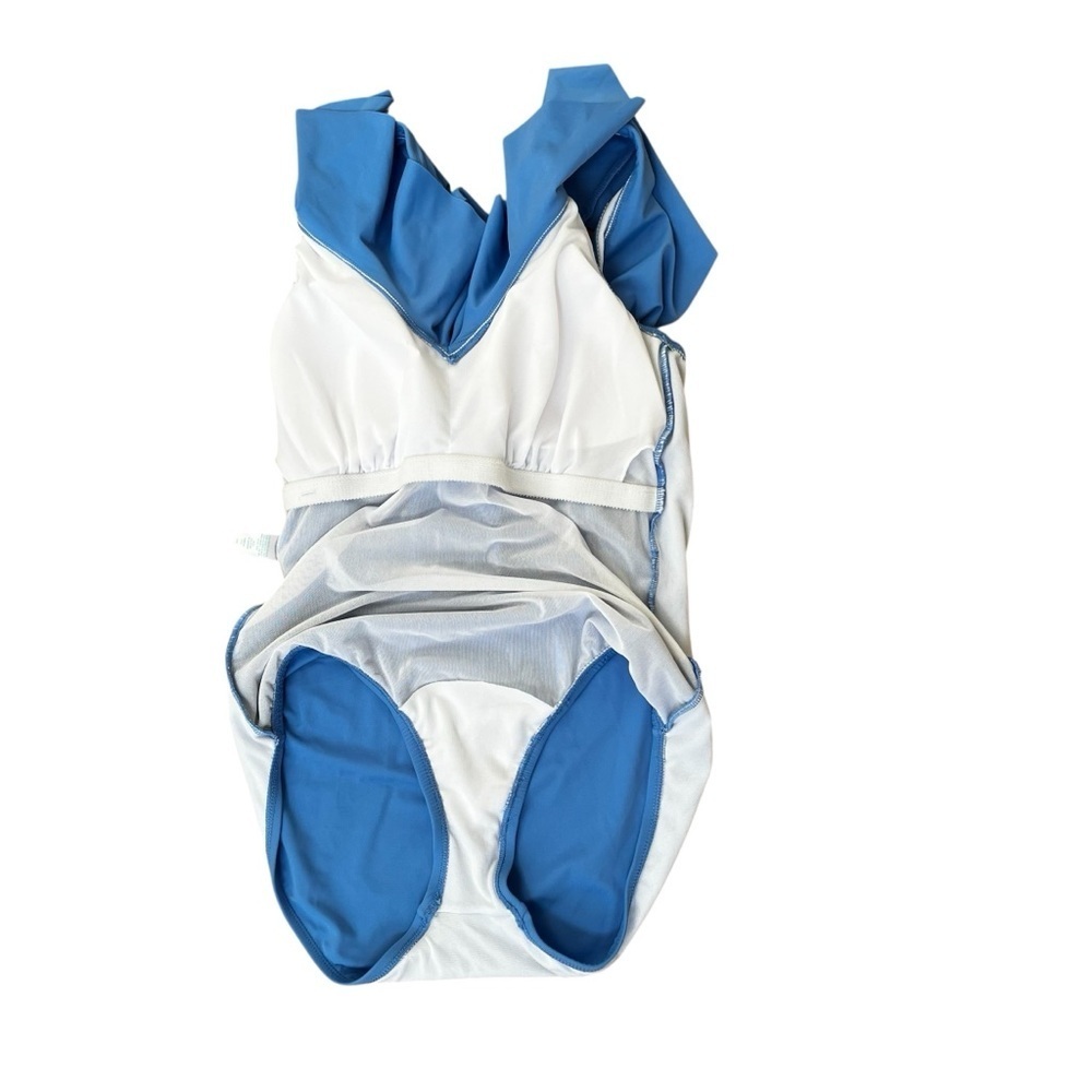 Women’s Bal Harbour V-neck Ruffled One-Piece Swimsuit Blue Size 14 Bathing Suit - Picture 8 of 9